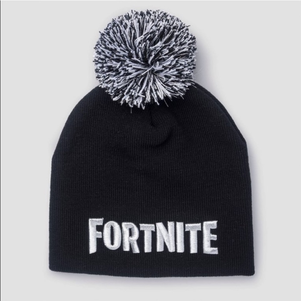 🖤NEW🤍 Kids Fortnite Silver Pom Beanie
